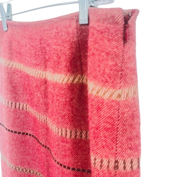 Trussardi Italian A-Line Wool Rust Red Black Skirt Pleated Hem Size 42, US Small - Picture 4 of 10